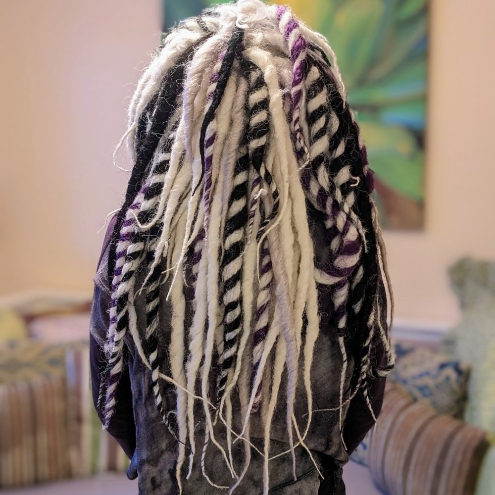 Beautiful Purple, Black & White Full Synthetic Dreadlocks Wig! 4 Burning Man!